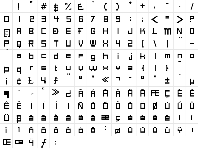 Wax Regular Character Map Wax Regular Character Map