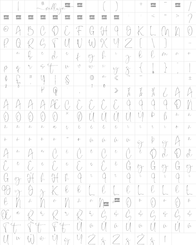 Mollya Personal Use Regular Character Map Mollya Personal Use Regular Character Map