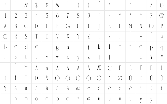 FLAROPER Regular Character Map FLAROPER Regular Character Map