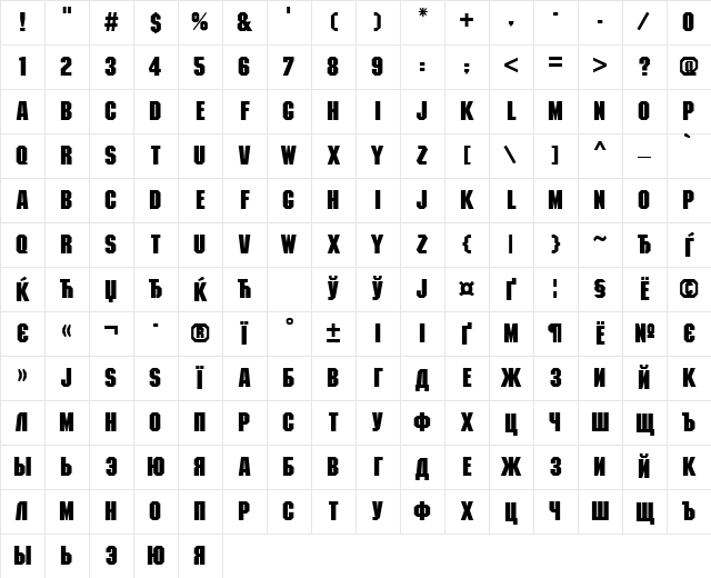 MachineCTT Bold Character Map MachineCTT Bold Character Map