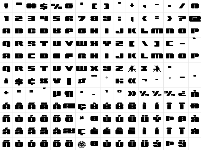 Capricus Straight Expanded Expanded Character Map