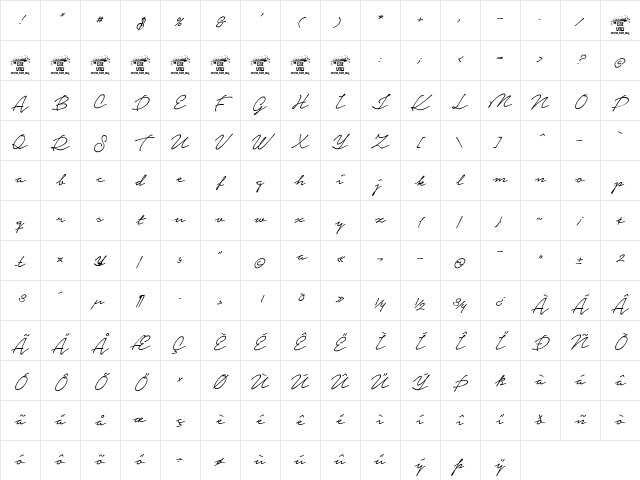 Notera Personal Use Only Regular Character Map Notera Personal Use Only Regular Character Map