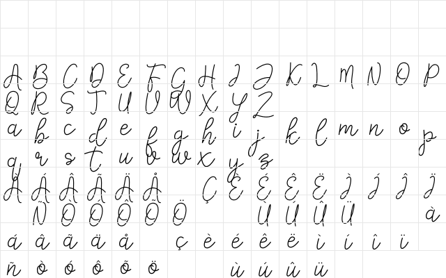 Falicia Regular Character Map Falicia Regular Character Map