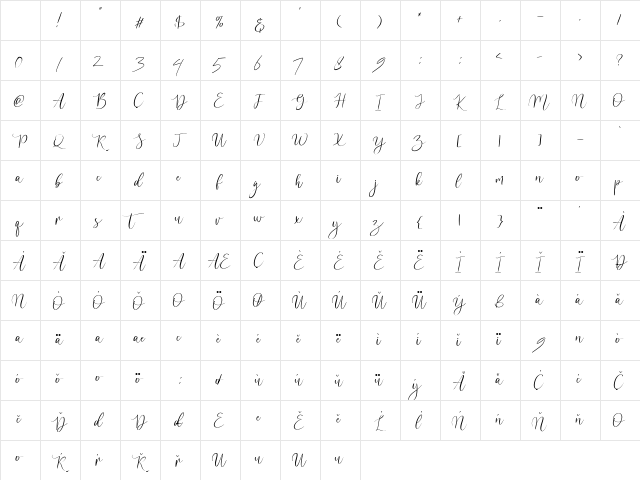 suttimmos Regular Character Map