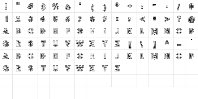 GE Spotty Outline Caps Regular Character Map