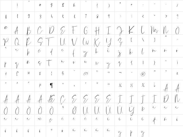 Singgiata Regular Character Map Singgiata Regular Character Map