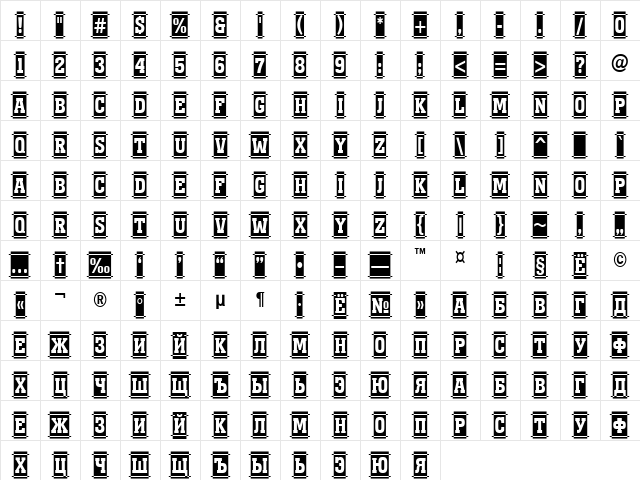 a_MonumentoTtlNrDcCm Normal Character Map