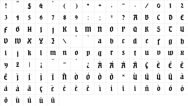 JMH Beda Regular Character Map JMH Beda Regular Character Map