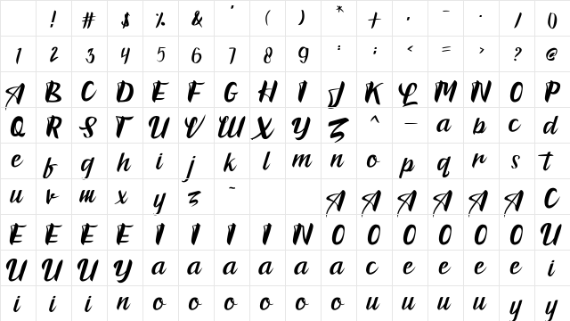 Bradles Regular Character Map