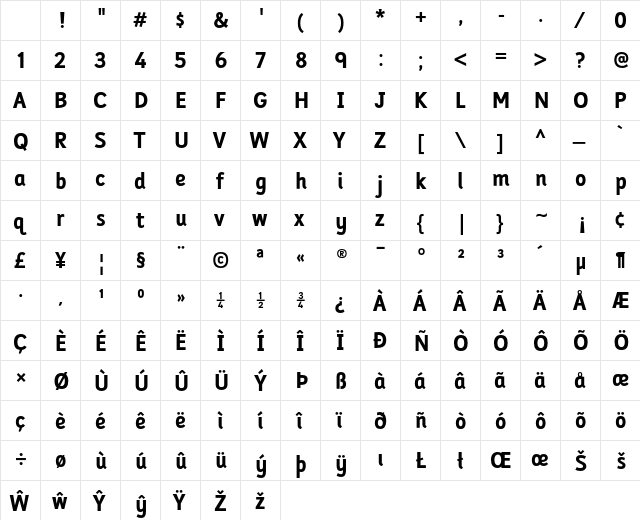 Folder Bold Character Map