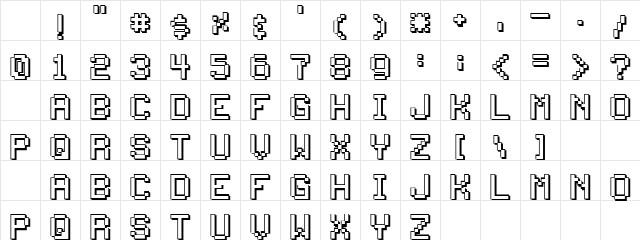 Palm Top Regular Character Map
