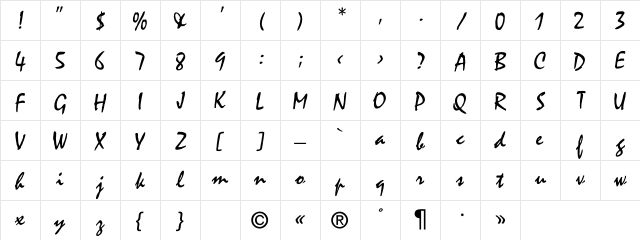 MistralC Regular Character Map