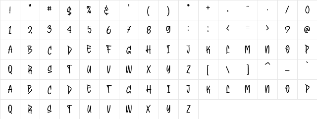 Bembies Regular Character Map Bembies Regular Character Map