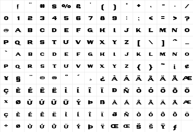 PanAmTextCaps Regular Character Map PanAmTextCaps Regular Character Map