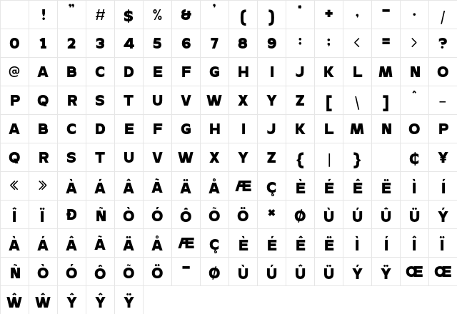Comixo Regular Character Map Comixo Regular Character Map