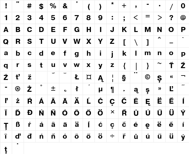 PragmaticaETT Bold Character Map PragmaticaETT Bold Character Map