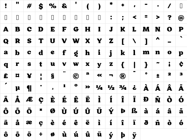 Hornbill Personal Use Blk Regular Character Map Hornbill Personal Use Blk Regular Character Map