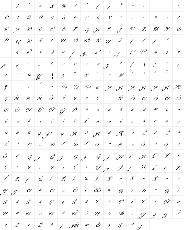 Olidia Three Pro Character Map Olidia Three Pro Character Map
