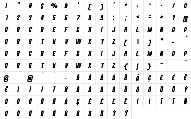 Alejo Solid Italic Character Map Alejo Solid Italic Character Map