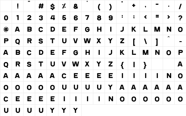 Median Regular Character Map Median Regular Character Map