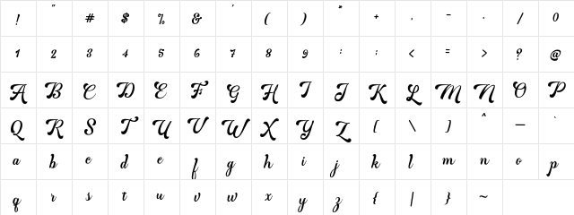 Martine Script Regular Character Map Martine Script Regular Character Map