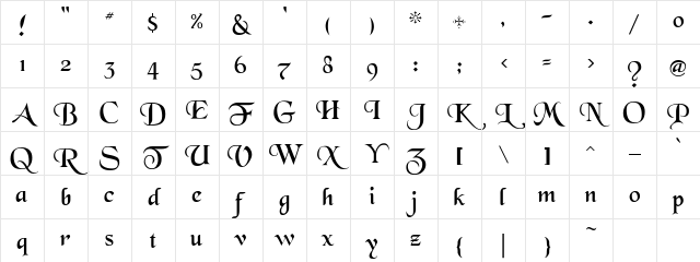 NOTTINGHAM Regular Character Map