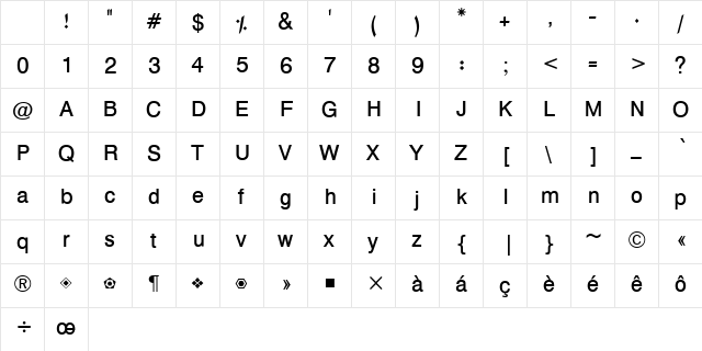 Hacen Typographer Book Regular Character Map