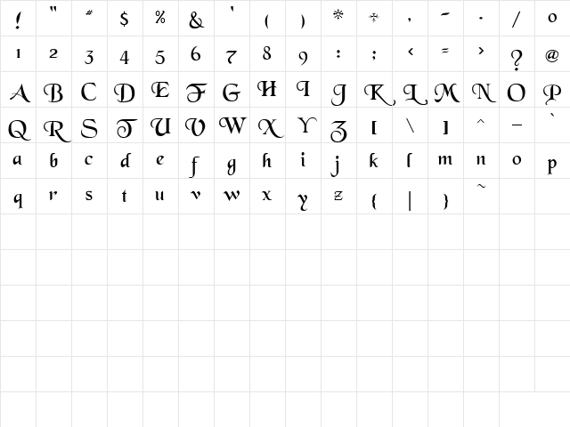 NOTTINGHAM Regular Character Map