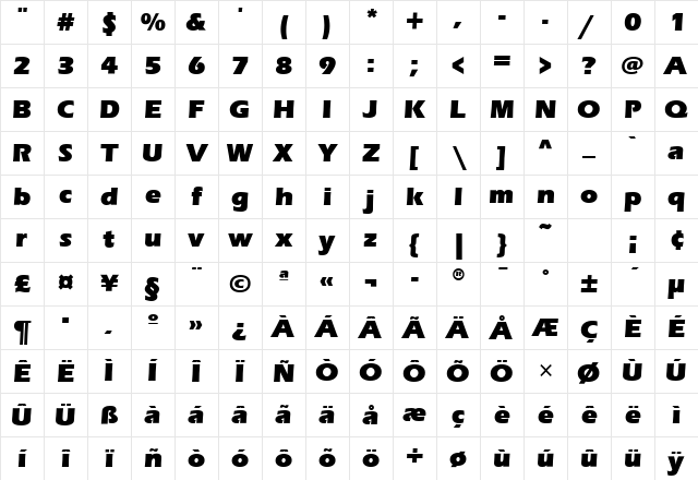 ErasBldITC Ultra Character Map