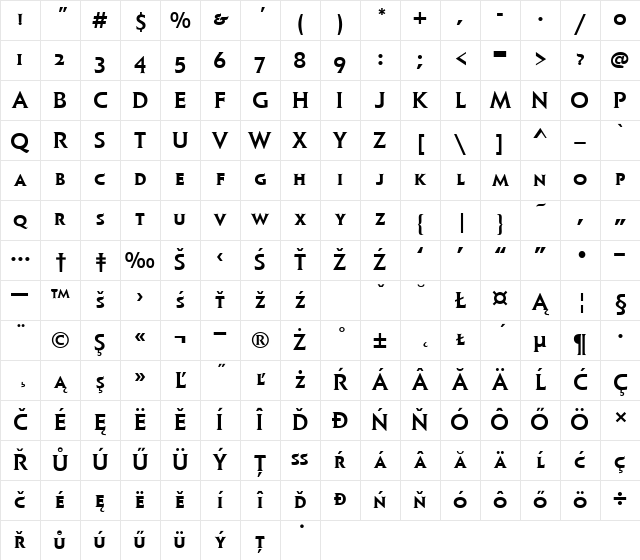 ElanItcSCTEEMed Regular Character Map ElanItcSCTEEMed Regular Character Map