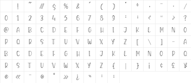 MAGICLINE Regular Character Map