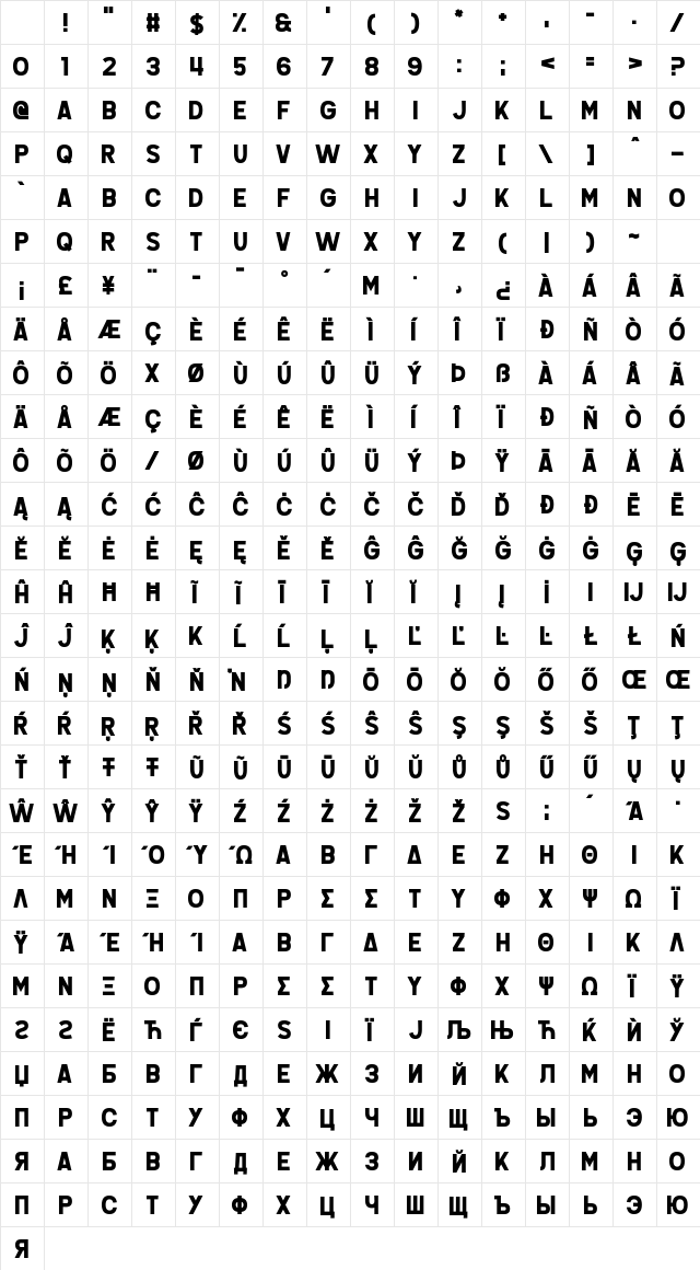 Questrian 2 Regular Character Map Questrian 2 Regular Character Map