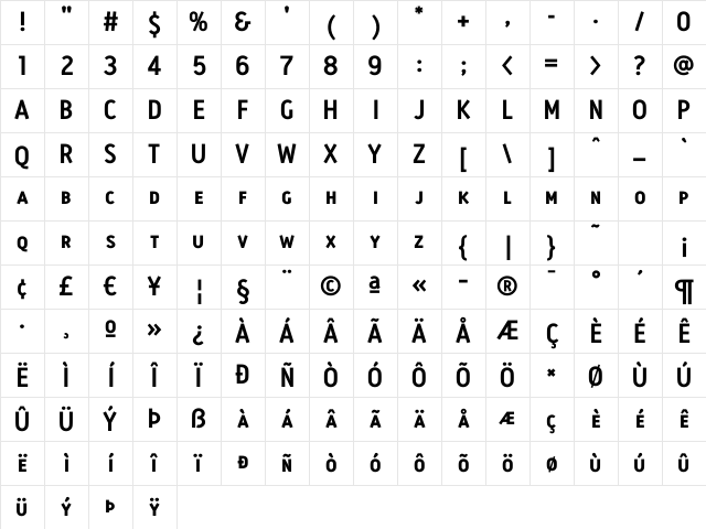 AntitledDemi Caps Regular Character Map