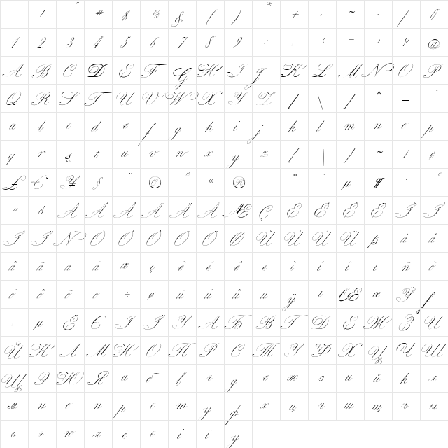 Venski sad One Medium Character Map Venski sad One Medium Character Map