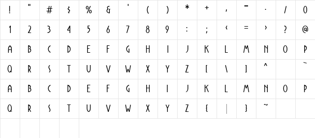 CK Gershwin Regular Character Map