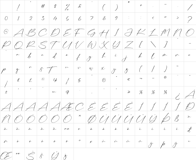 Anastasia Timothy Regular Character Map Anastasia Timothy Regular Character Map
