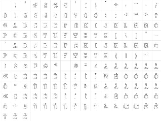 Retro Grade Outline Character Map Retro Grade Outline Character Map