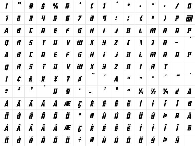Hard Science Italic Italic Character Map