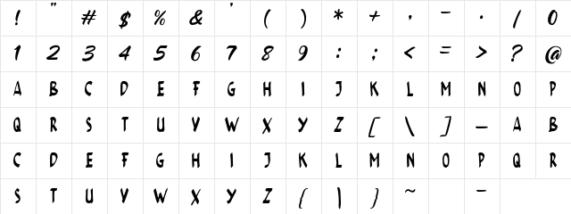 AVENTURES Regular Character Map