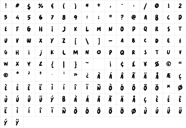 LES NOIR Regular Character Map