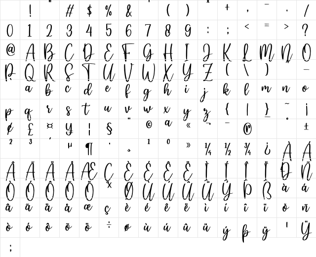 hey butterfly Regular Character Map