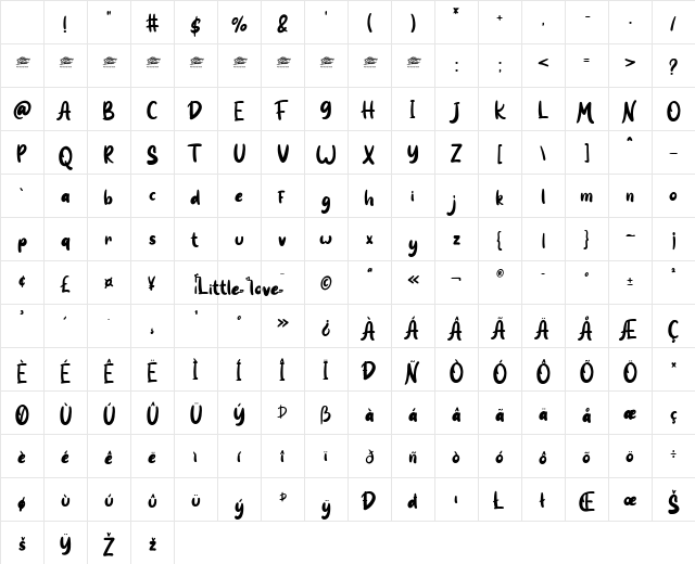 Little love - Personal Use Regular Character Map