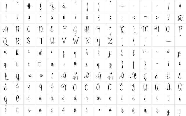 Qorlyna Script Regular Character Map Qorlyna Script Regular Character Map