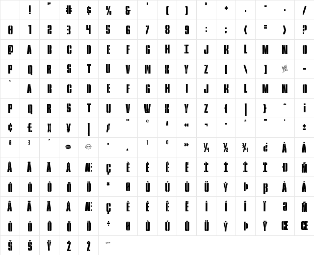 Rumble Tumble Condensed Character Map Rumble Tumble Condensed Character Map