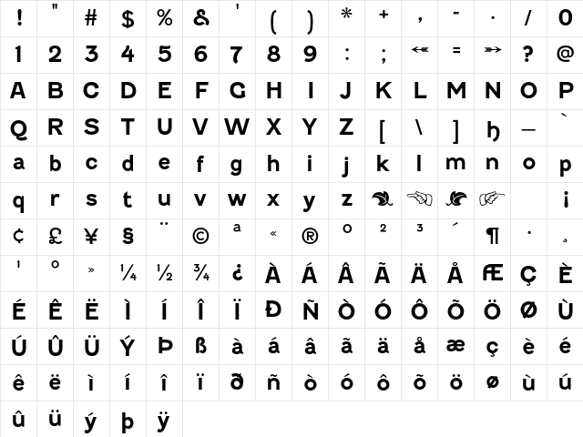 Fenwick Bold Character Map Fenwick Bold Character Map