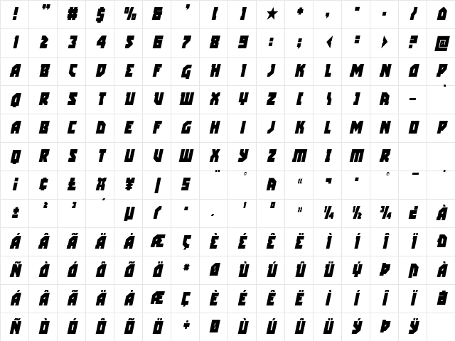 Arctic Guardian Condensed Italic Condensed Italic Character Map Arctic Guardian Condensed Italic Condensed Italic Character Map