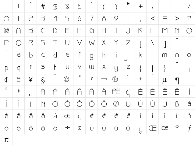 Bisque Medium Character Map