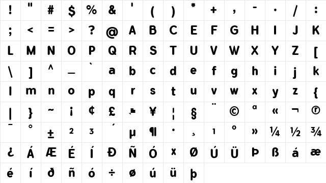 Flamante Round Bold Character Map Flamante Round Bold Character Map