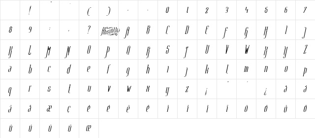 Absinthe FT Italic Character Map