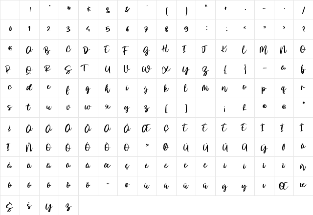 Morning Glory Regular Character Map Morning Glory Regular Character Map